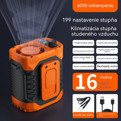 【6000 mAh】⚡Nový vysokorýchlostný ventilátor na opasok, prenosný s USB a pripínaním na vonkajšie staveniská