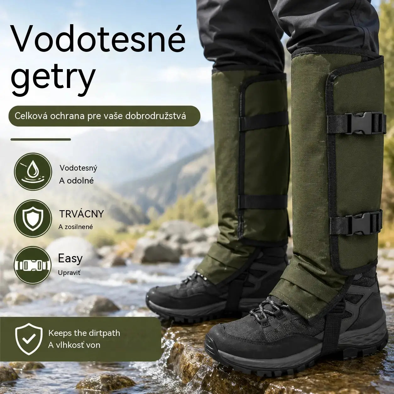 📢📢 ZĽAVA 50%!🚶‍♂️Nastaviteľné unisex outdoorové návleky, odolné voči hadom, vyrobené z odolnej a oderuvzdornej látky, vhodné na poľovníctvo a turistiku.