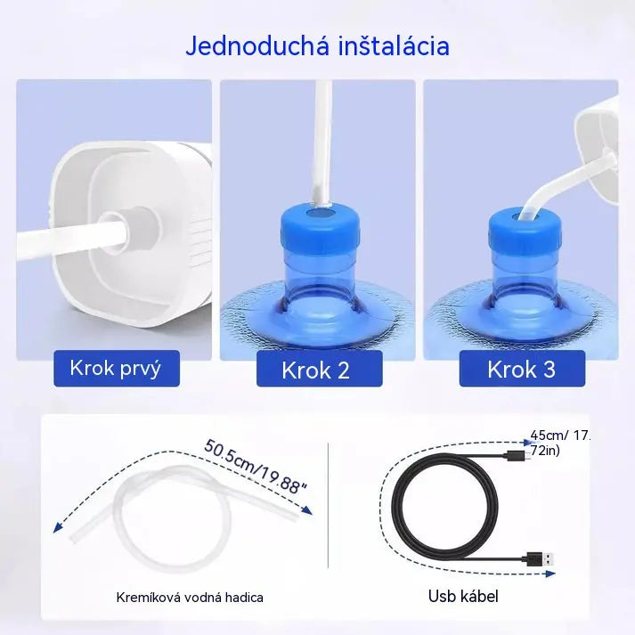 🚰 Skladací elektrický dávkovač vody – prenosné USB čerpadlo na prečerpávanie vody, univerzálne pre 2-5-galónové džbány, dávkovanie vody na kempovanie a do domácnosti