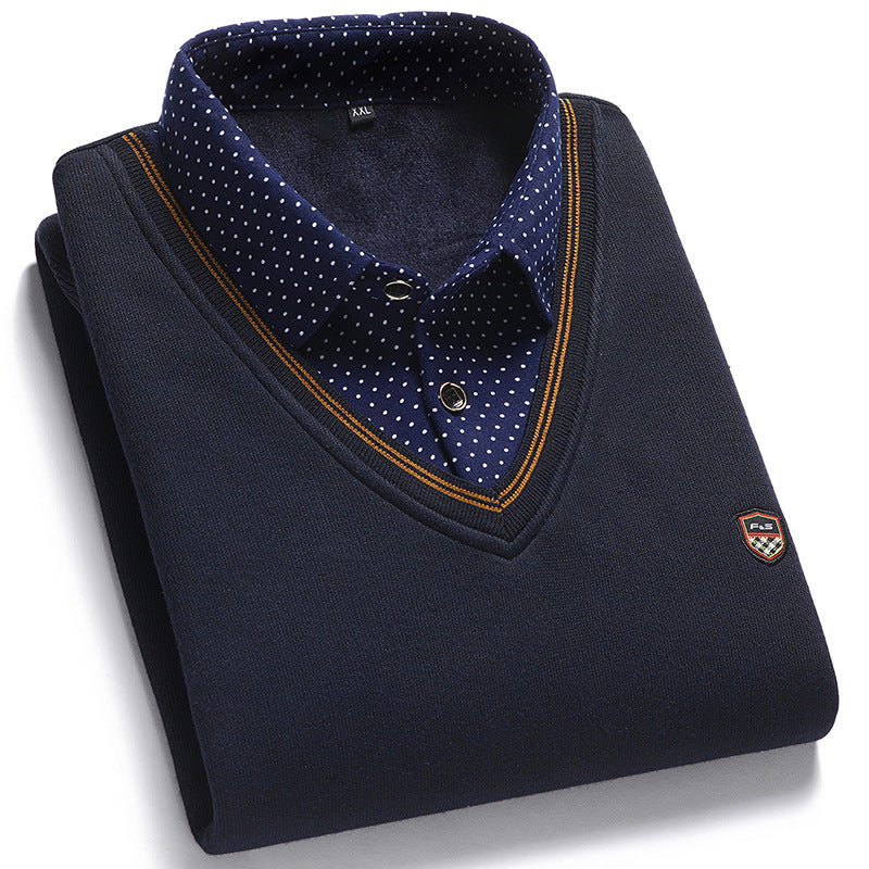 👔🔥【M-4XL】 Nová pánska pletená košeľa s zamatovým efektom na jeseň/zimu