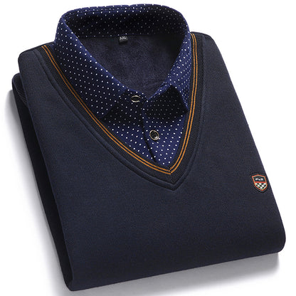 👔🔥【M-4XL】 Nová pánska pletená košeľa s zamatovým efektom na jeseň/zimu