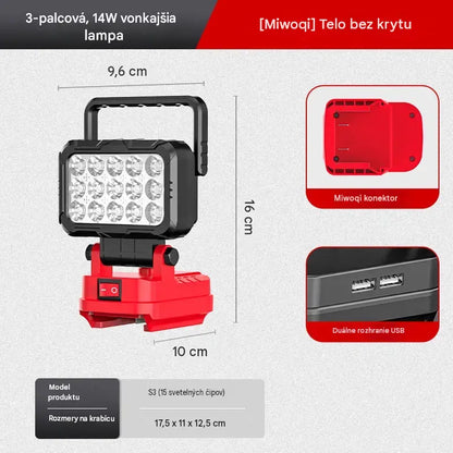 🔥💡Baterka napájaná lítiovou batériou s rozhraním USB, vhodná na opravu auta atď.