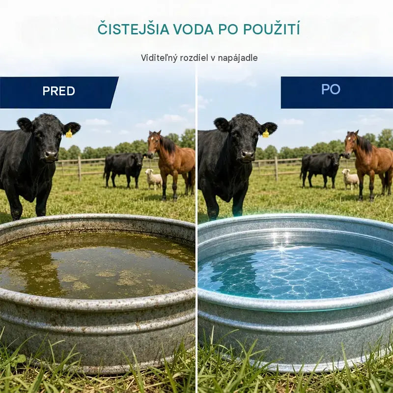 Rýchlo rozpustné tablety na čistenie nádrží na vodu pre hospodárske zvieratá