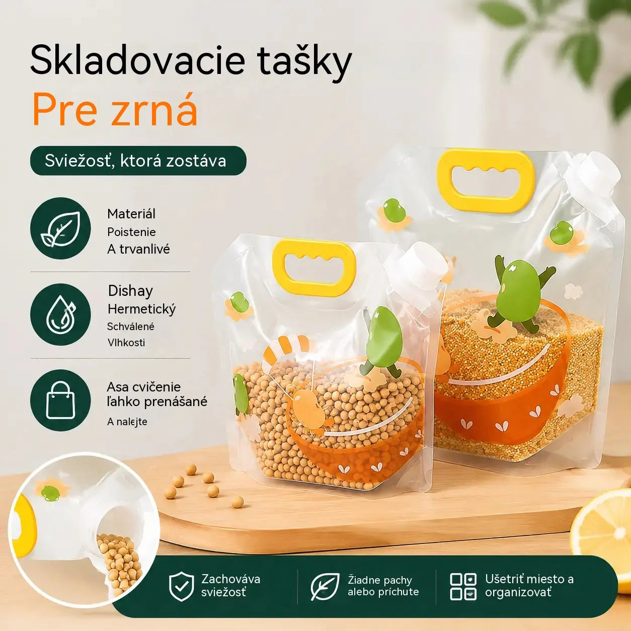 📢📢 Zľava 50%! 6-dielna sada (s lievikom) ⏰ Viacúčelové vrecká na skladovanie potravín, odolné proti hmyzu a vlhkosti.