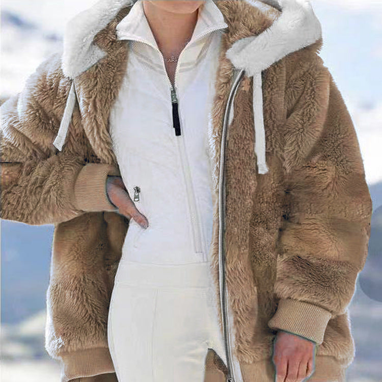 ☃️Ograničeni popust 39%❄️【S-5XL】Ženska jakna 2026 s kontrastnim prugama od debelog pliša