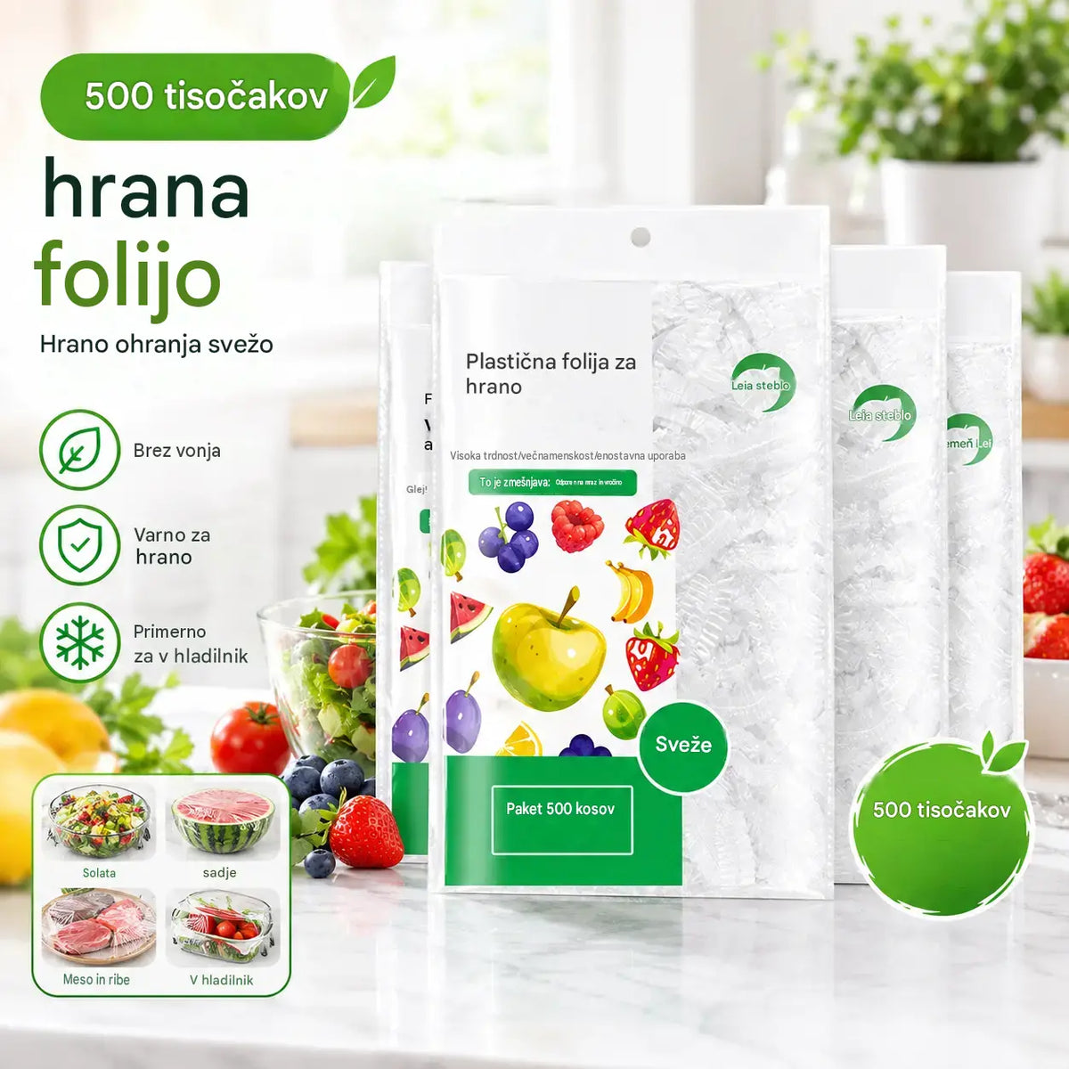🔥🔥【500 kosov】-- 28 €【Zadnja razprodaja: 50 % popust】✨500 listov za večkratno uporabo, fleksibilne folije za živila