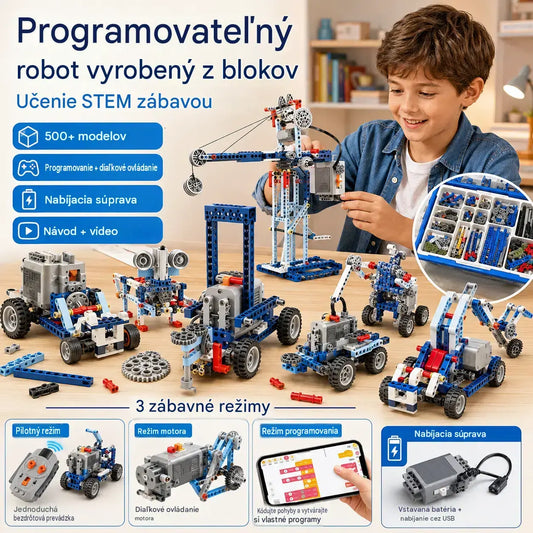🤖🧩【396 kusov】【Časovo obmedzená ponuka: 50% zľava】Detská stavebnica elektrického robota - stavebné kocky