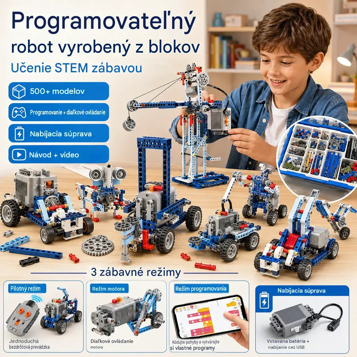 🤖🧩【396 kusov】【Časovo obmedzená ponuka: 50% zľava】Detská stavebnica elektrického robota - stavebné kocky