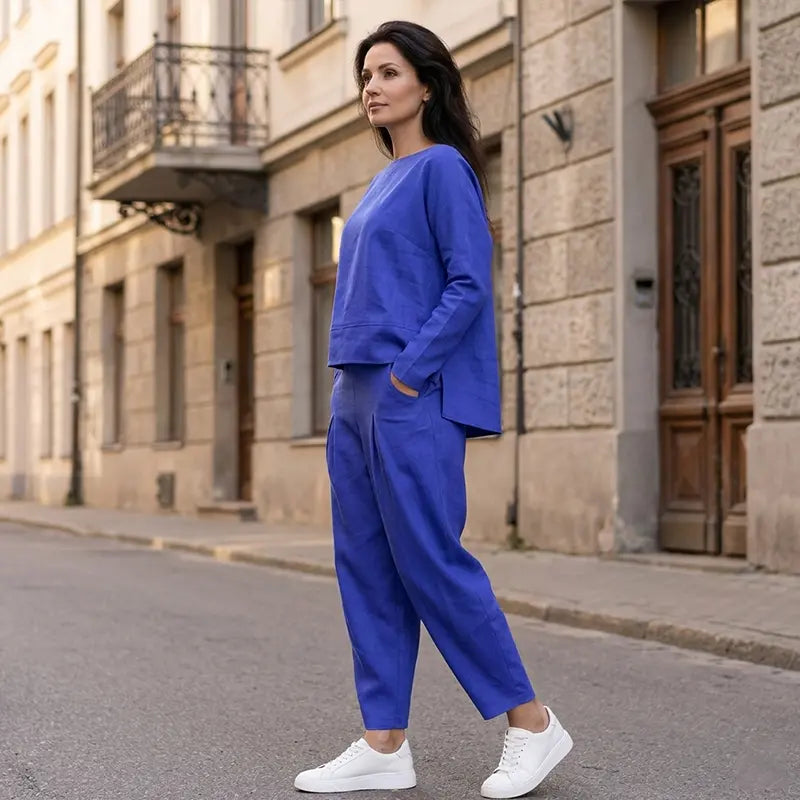 【S-5XL】💖Súprava nohavíc s dlhým rukávom a okrúhlym výstrihom, dvojdielna súprava