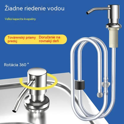 Dávkovač saponátu do kuchynského drezu bez napúšťania s 1,2 metrovou predlžovacou hadicou
