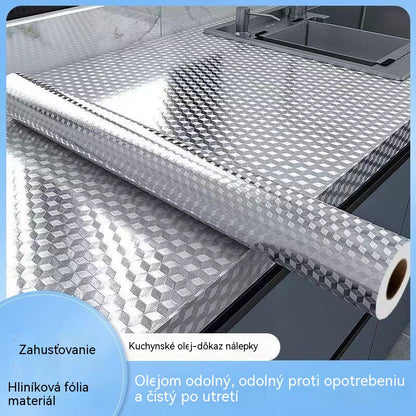 【40cm✖10m】Nerezová oceľová olejotesná lepiaca tapeta v rolke