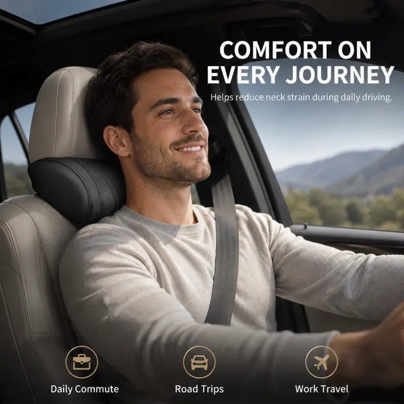 🚗💤Znížte únavu počas jazdy! Univerzálny vankúš na krk z pamäťovej peny do auta – ergonomická opierka hlavy na dlhé cesty autom.