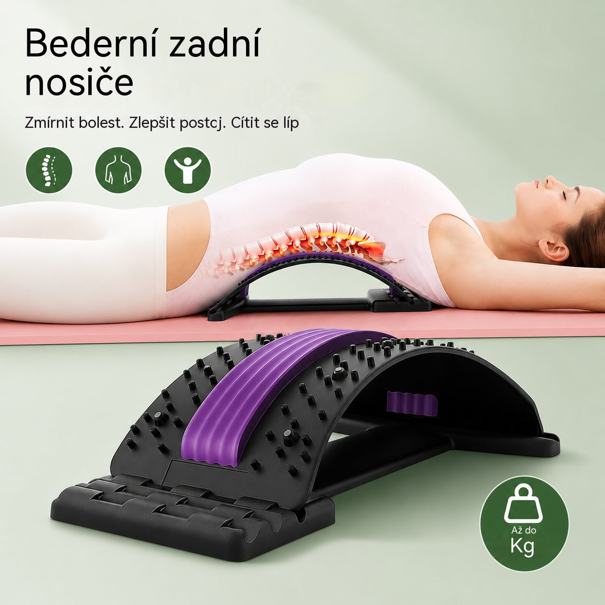 Magnetoterapia tri v jednom, akupresúrna a trakčná magnetoterapia, akupunktúra a masáž, tlakomer bedrovej chrbtice