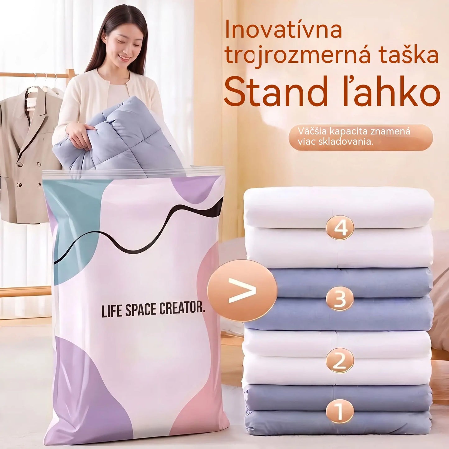 🧳 5 položiek len za 28 € 💨 Veľké stlačiteľné vákuové úložné vrecká: Nie je potrebné žiadne vzduchové čerpadlo, nepriepustné, ideálne na úsporu miesta v kufri a doma ✈️
