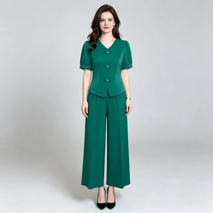🌸【Tričko + široké nohavice】Moderný retro set z cool hodvábneho materiálu—— cool