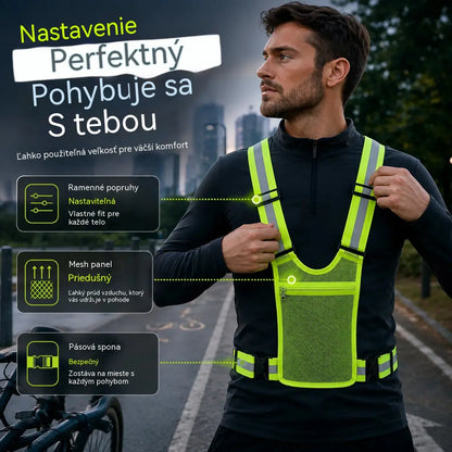 【🔥2 kusy】Reflexná vesta s vysokou viditeľnosťou, nastaviteľná, s vreckami, bezpečná bežecká výbava.