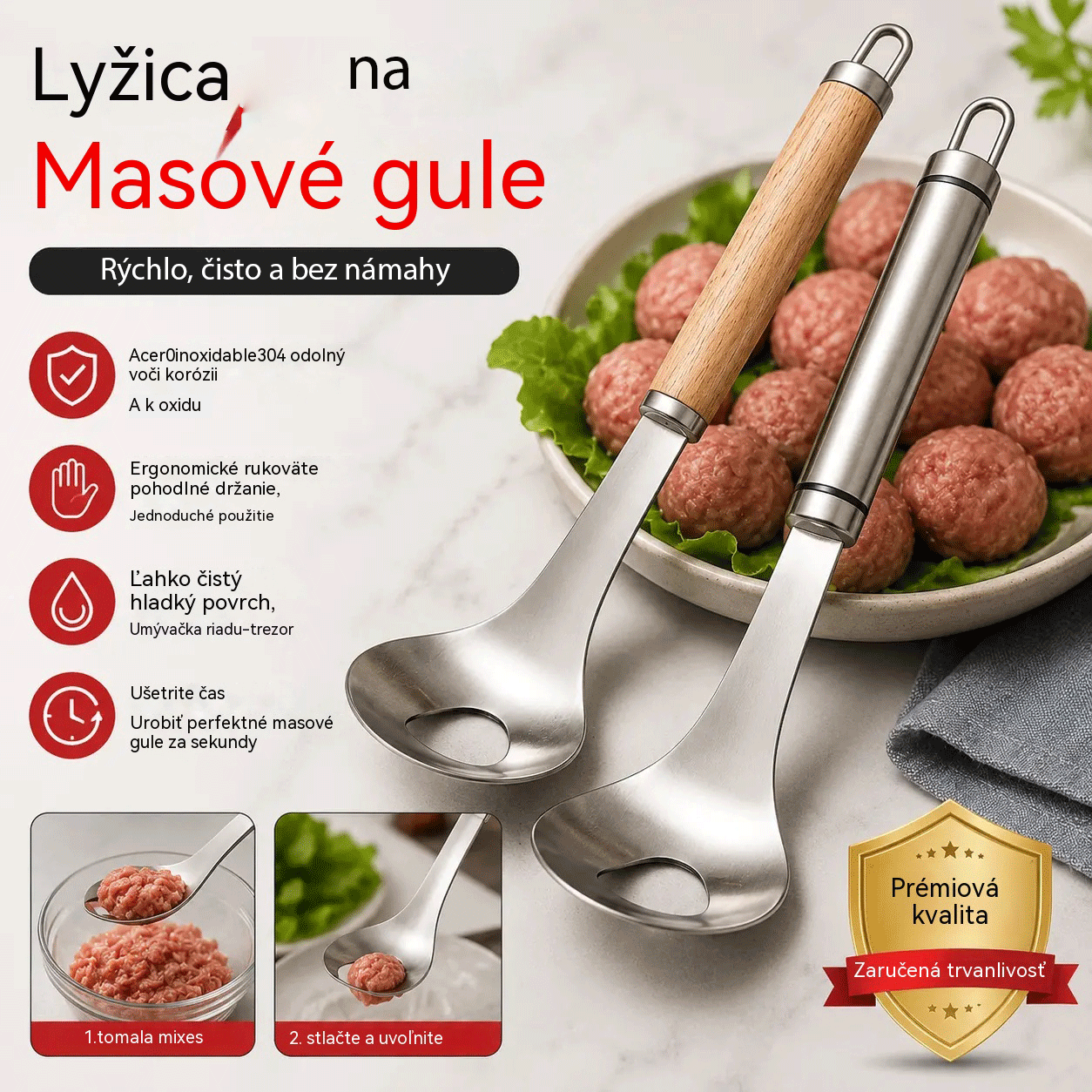 🍖【2 kusy】Forma na mäsové gule z nehrdzavejúcej ocele 304 – ideálna na prípravu mäsových a rybích gulí, dokonalá pre domáce varenie. 🥄