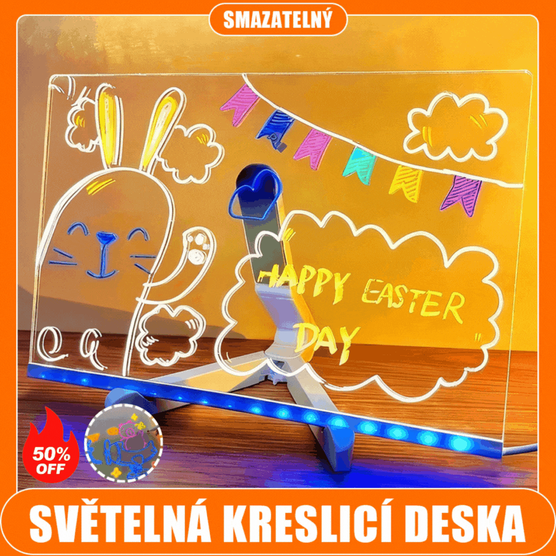 🎨💡【#20*30CM+7 fixiek+pracovný zošit+kompletná sada nástrojov】🔥Detská svietiaca kresliaca doska, ručne vyrobená DIY graffiti vymazateľná vzdelávacia fluorescenčná kresliaca doska