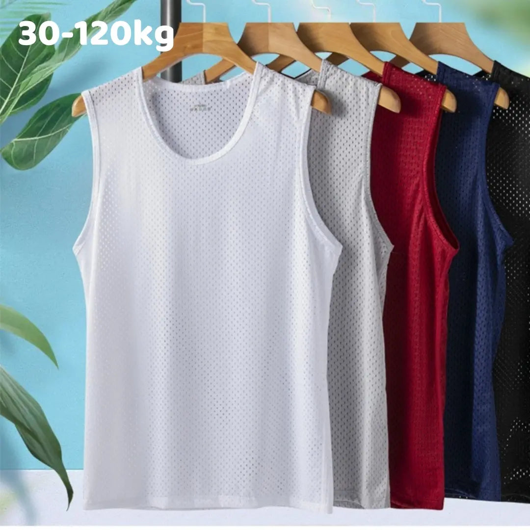 🔥🔥【2 piezas】【30-120kg】Camiseta informal de seda helada para hombre ✅ Ligera, transpirable y de secado rápido.