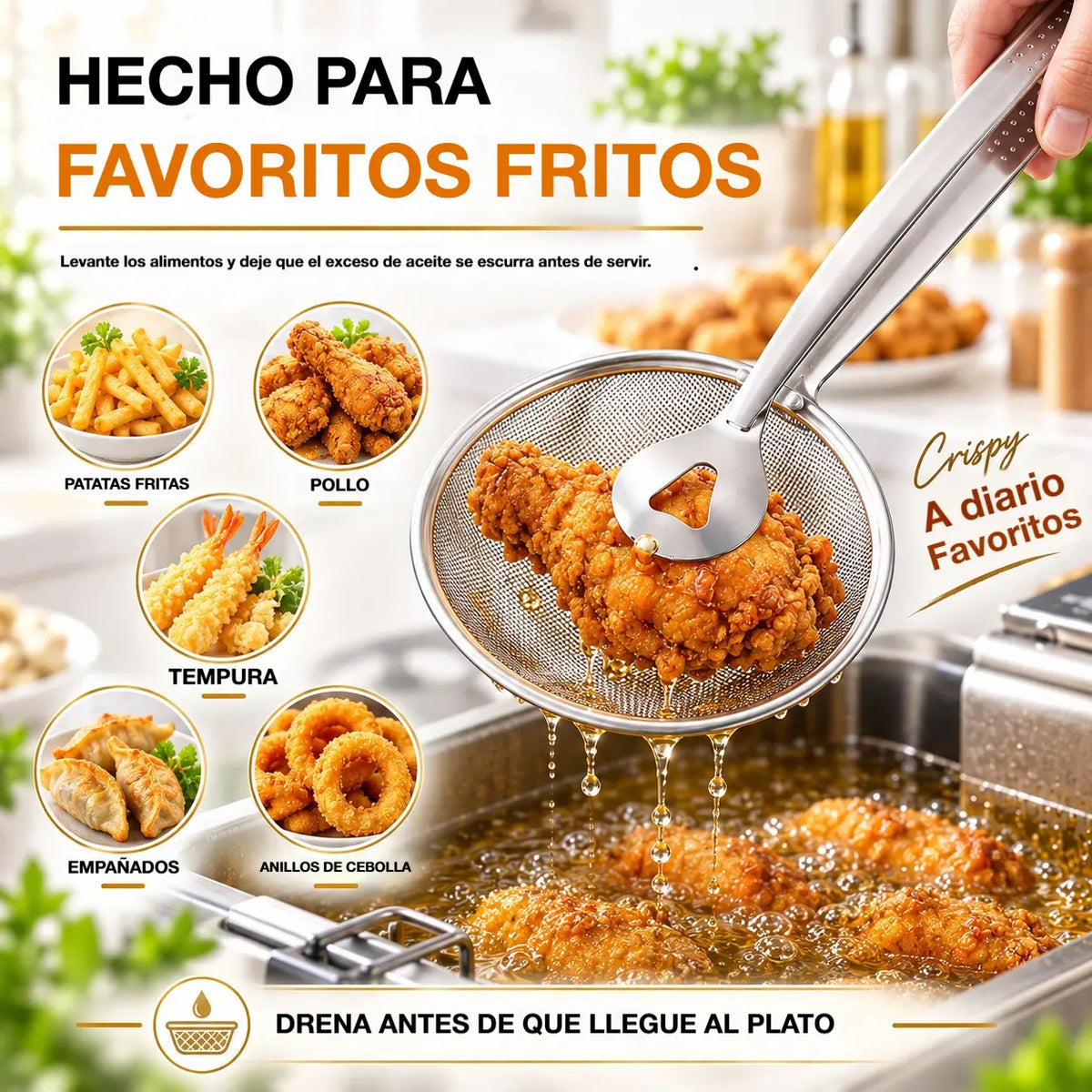 🍟🍗【Kúpte 1 a získajte 2 zadarmo】Kliešte a pavúkovitá naberačka 2 v 1: nerezový nástroj na vyprážanie a odkvapkávanie