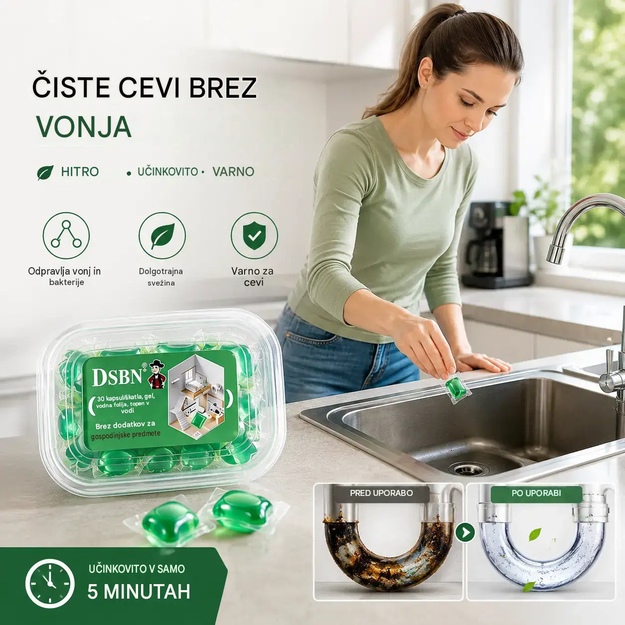 2 škatli (skupaj 100 tablet)🏠💧Kapsule dezodoranta Drain - bioencimska sestava nevtralizira vonjave neposredno pri njihovem izvoru.
