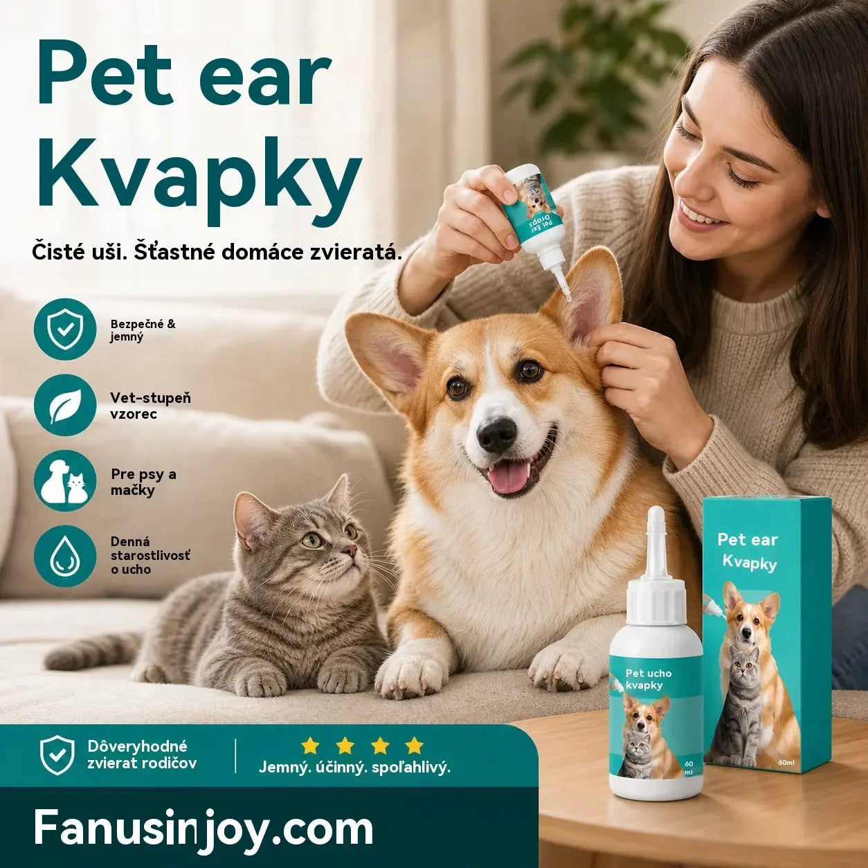 【Kúpte 1 a získajte 1 zadarmo】 🐱🐶 Jemné kvapky na čistenie uší pre domáce zvieratá – Rozlúčte sa s ochoreniami vonkajšieho zvukovodu