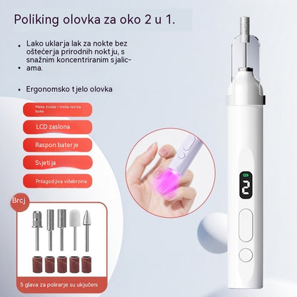 💅Električna turpija za nokte 2 u 1 s LED lampom (lampa za sušenje + 5 nastavaka za poliranje)