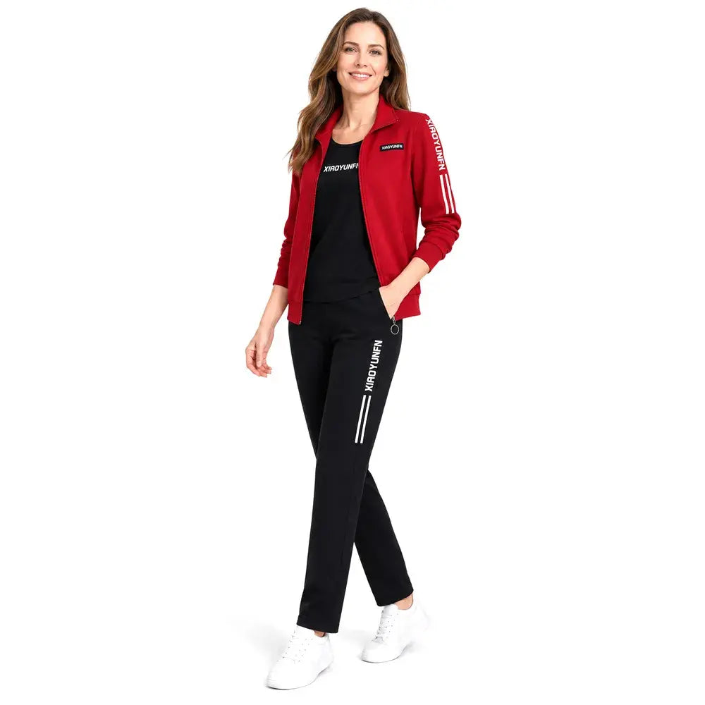🌸 Elegancija i apsolutna udobnost! Elegantna trenirka od 3 dijela za žene (jakna s patentnim zatvaračem + majica + hlače / Veličine: M-6XL)! ✨