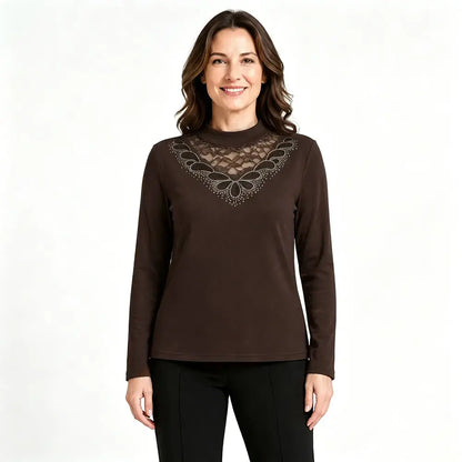 【2XL-6XL】✨Štýlový a elegantný spodný top s čipkou a imitáciou výstrihu