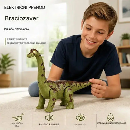 🦕 Električni brahiozaver, ki hodi: igrača dinozaver s funkcijami gibanja, zvočnimi učinki in očmi z LED-osvetlitvijo.