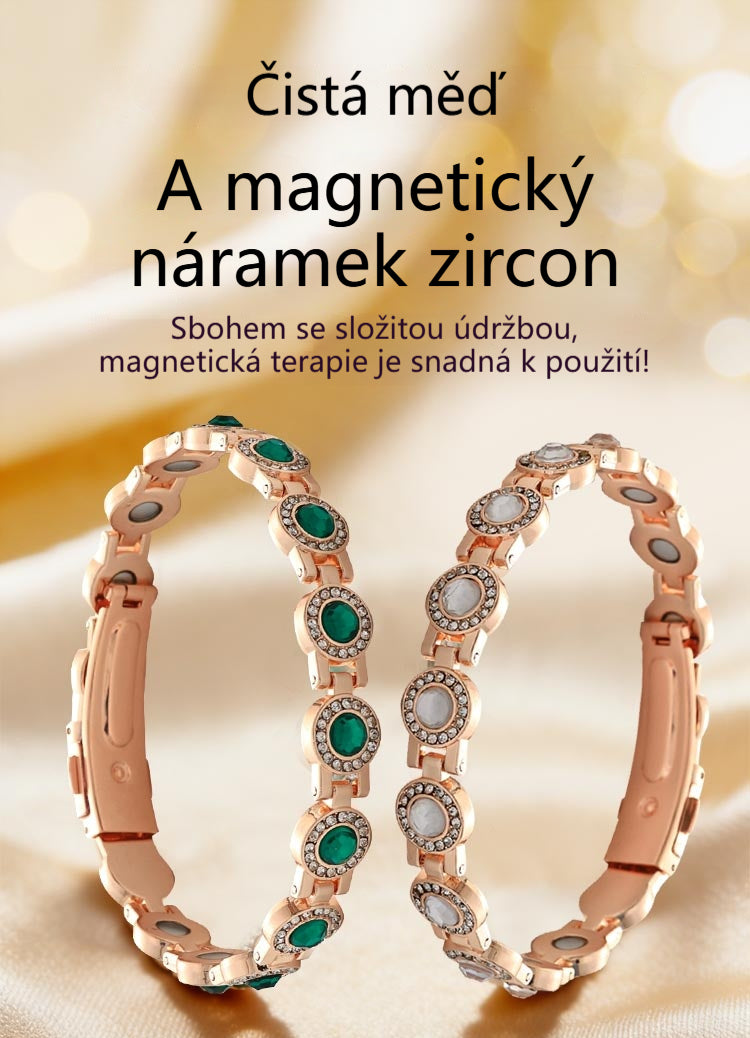 ✨【Kúp 1 a získaj 1 zadarmo】Módny luxusný magnetický náramok z ľahkej zliatiny, magnetický náramok z čistej medi a zirkónu