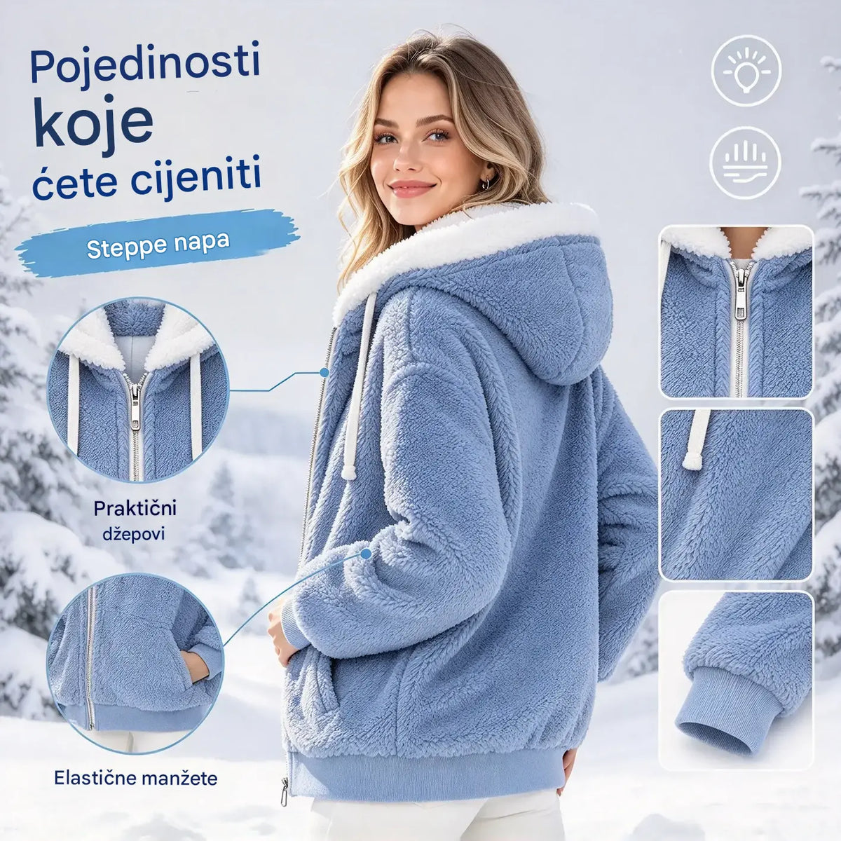☃️Ograničeni popust 39%❄️【S-5XL】Ženska jakna 2026 s kontrastnim prugama od debelog pliša