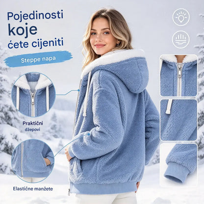 ☃️Ograničeni popust 39%❄️【S-5XL】Ženska jakna 2026 s kontrastnim prugama od debelog pliša
