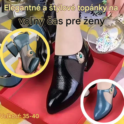 【35-40】👠✨. Elegantné a štýlové patchworkové kožené topánky zo sieťoviny pre ženy s nízkym podpätkom 💃🌟