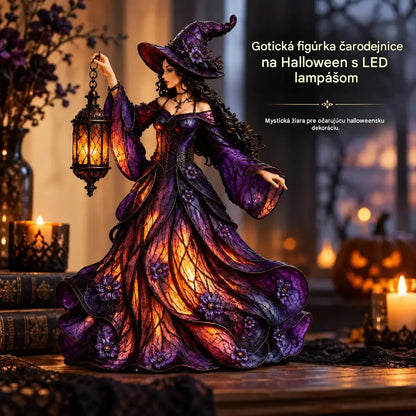 🧙‍♀️ Gotická halloweenska figúrka čarodejnice s LED lampášom 🧙‍♀️