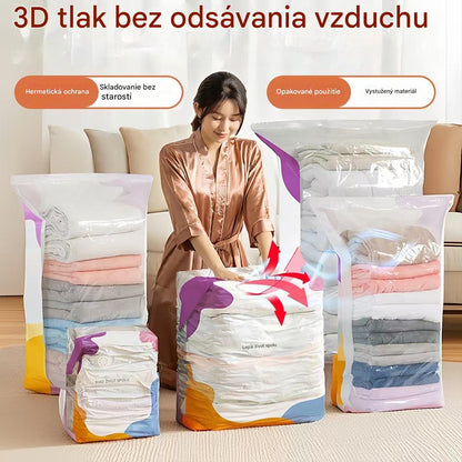 🧳【5-dielna sada】💨 Veľké, stlačiteľné vákuové úložné vrecko: nevyžaduje pumpičku, je nepriepustné a ideálne na úsporu miesta v kufri a doma ✈️