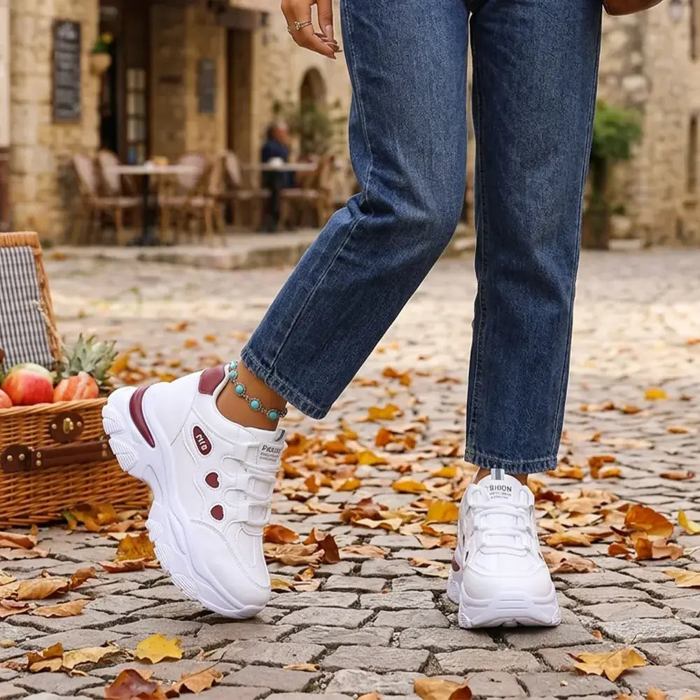 【35-42】👟Dámske tenisky na platforme s hrubým výstrihom - skrytý klin - ležérne šnurovacie tenisky s farebnými blokmi 2026