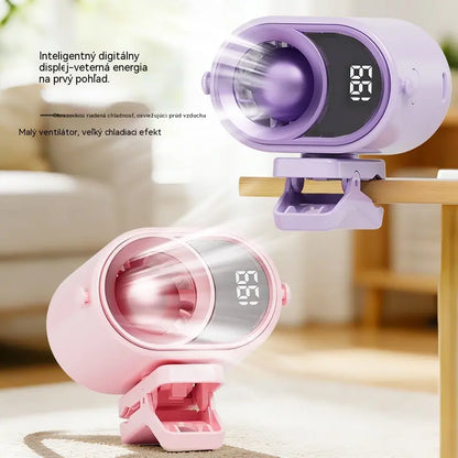 🌀 Hands-free ventilátor s LED displejom, vstavaným klipom a 199 nastaviteľnými úrovňami