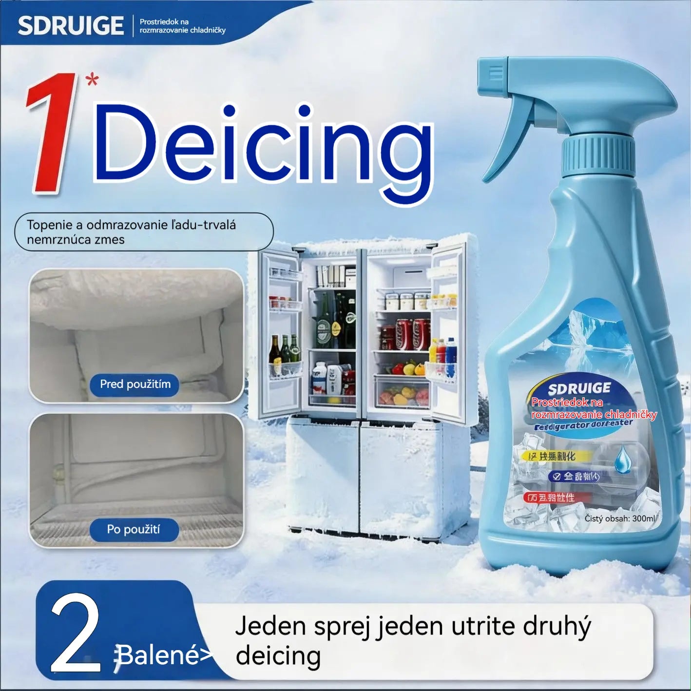 🔥🎖️【Kúpte 1, dostanete 1 zadarmo】❄️Sprej na odmrazovanie a odstraňovanie ľadu z chladničky