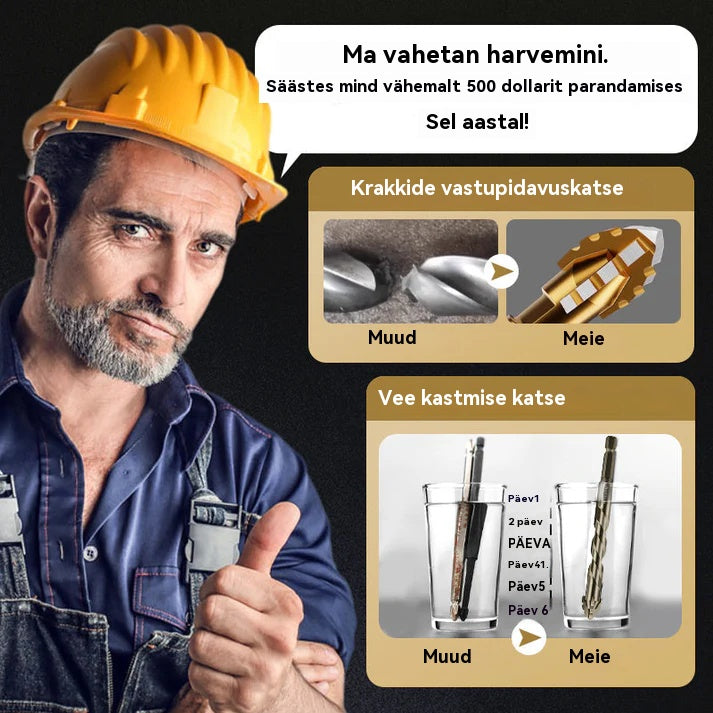 【6+8+10+12mm】 | Väga tugev 4-piluline ekstsentriline puurikomplekt