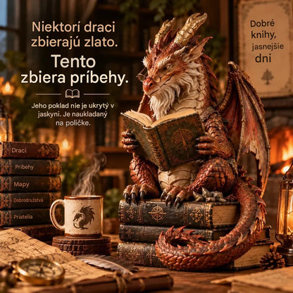 🐉 Ornament s drakom putujúcim učencom | Dekorácia pre milovníkov kníh