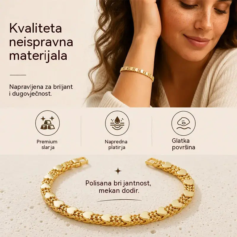📢📢50% popusta na ograničeno vrijeme! ⏰Elegantna kubanska narukvica u obliku srca za žene: izuzetan privjesak, klasičan dizajn, udobna za nošenje 💝