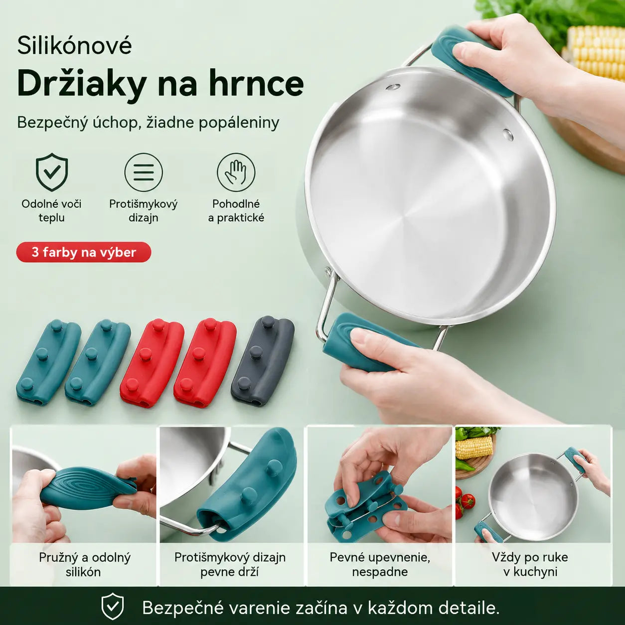 🍲【3 páry】✨👍Univerzálne vysokoteplotné chrániče na rukoväte hrncov proti popáleniu