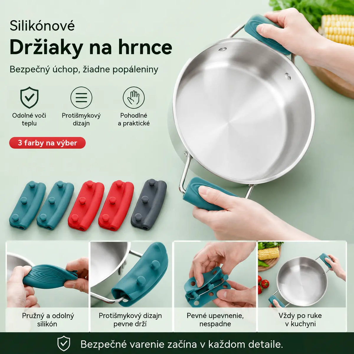 🍲【3 páry】✨👍Univerzálne vysokoteplotné chrániče na rukoväte hrncov proti popáleniu