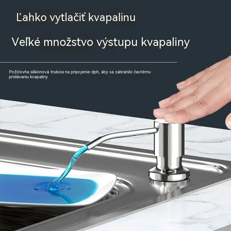 Dávkovač saponátu do kuchynského drezu bez napúšťania s 1,2 metrovou predlžovacou hadicou