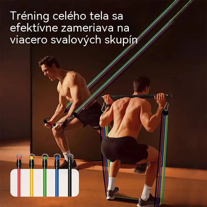 💪13-dielna sada odporových pásov s rukoväťou do domácej posilňovne