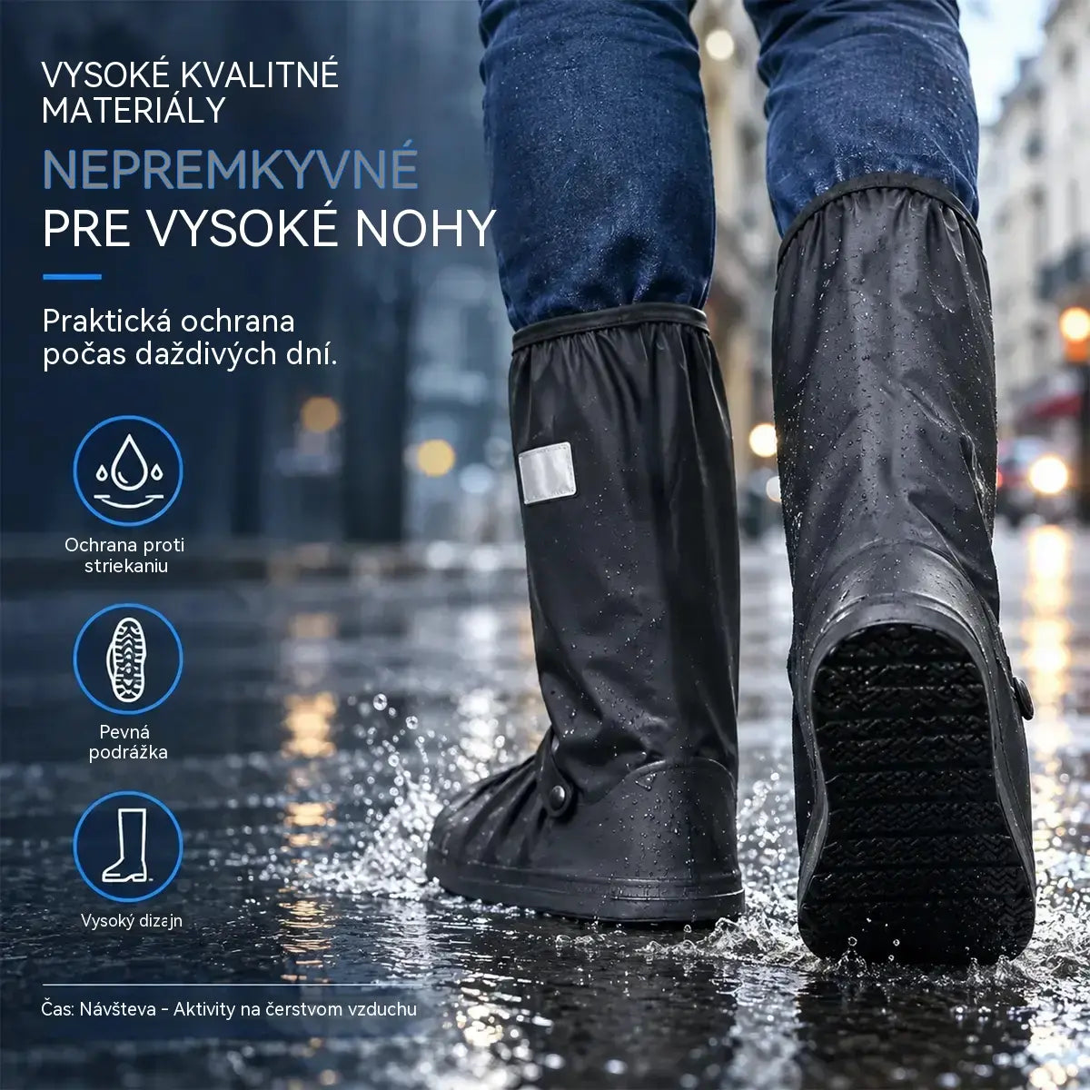 ☔Najlepšia ochrana pred dažďom! Vysoké nepremokavé obaly na obuv (výška 40 cm)! Hrubá protisklzová podrážka · Odolné PVC · K dispozícii v čiernej a priehľadnej farbe!