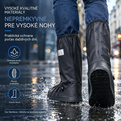 ☔Najlepšia ochrana pred dažďom! Vysoké nepremokavé obaly na obuv (výška 40 cm)! Hrubá protisklzová podrážka · Odolné PVC · K dispozícii v čiernej a priehľadnej farbe!