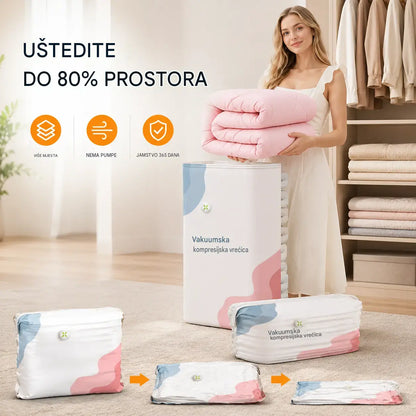 🧳 5 artikala za samo 27 € 💨 Velike vakuumske vrećice za pohranu koje se mogu stisnuti: Nije potrebna zračna pumpa, nepropusne su, idealne za uštedu prostora u koferu i kod kuće ✈️