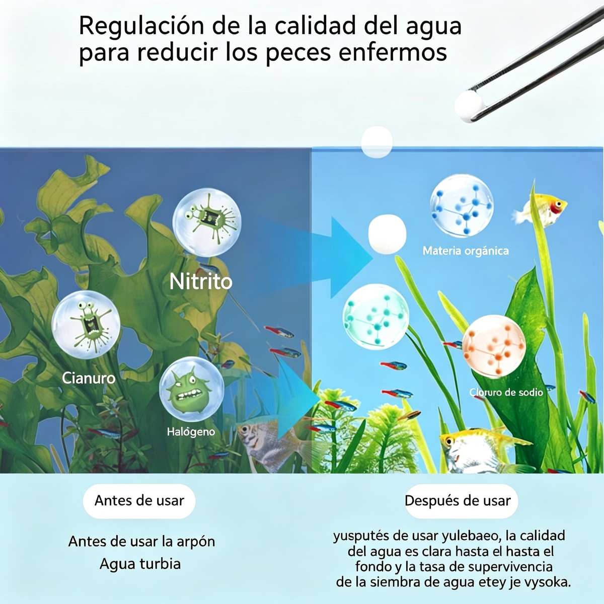 🐟【100 Tabletas】¡Compra 2 y llévate 2 gratis💧 Tabletas efervescentes para limpiar el agua de acuarios y estanques, tabletas oxigenantes para acuarios 🔥